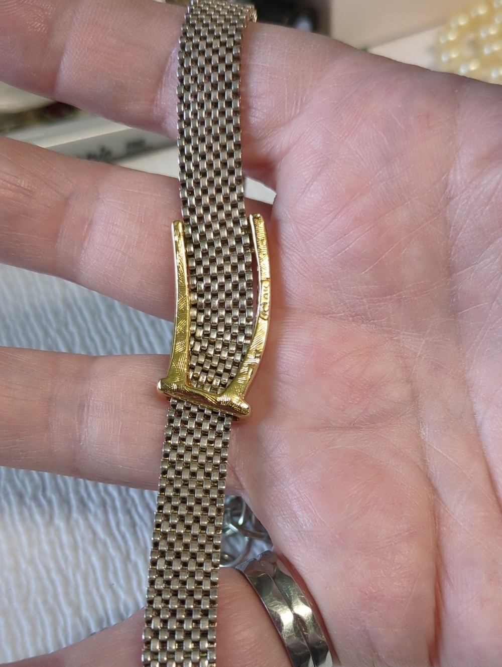 ☀️Vintage Anne Klein (AK) Two-Tone Mesh Belt-Buckle Choker Necklace - Picture 4 of 9